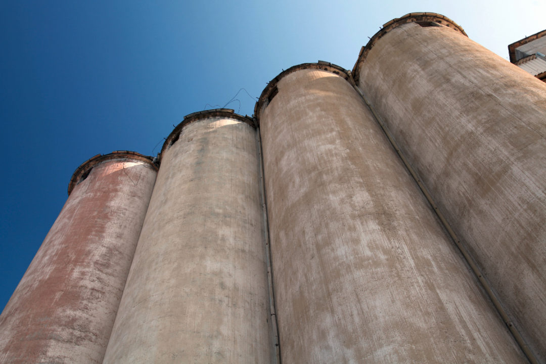 Grain elevator silos