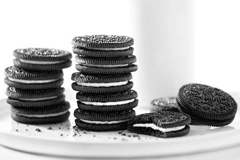 A bunch of oreos stacked