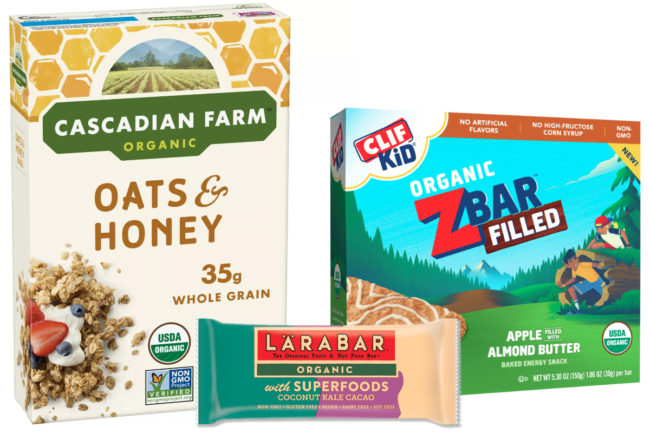 Organic products from General Mills and Clif Bar
