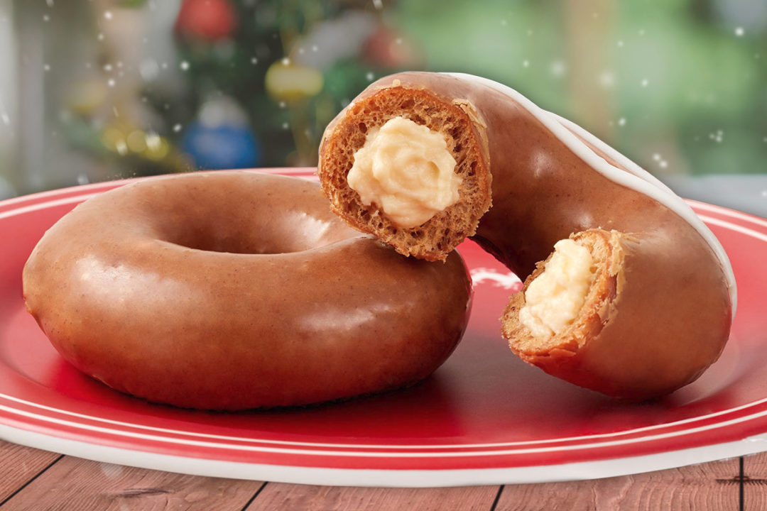Krispy Kreme Gingerbread Glazed Original Filled with Cheesecake donut