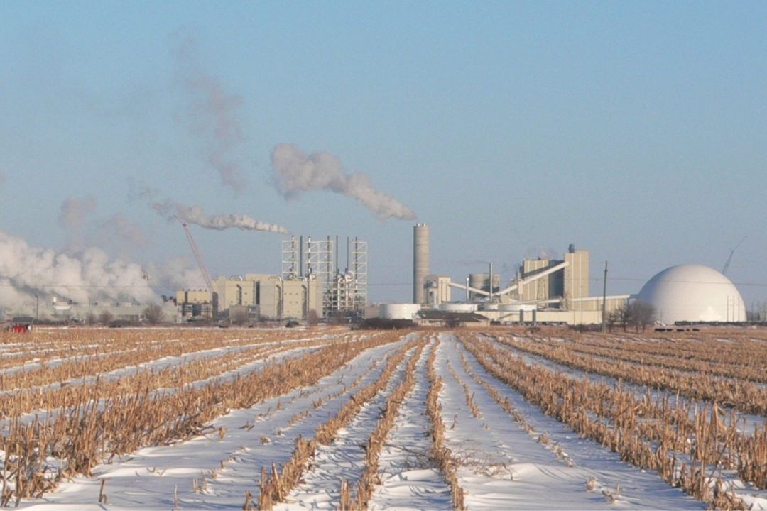 ADM corn plant covered in snow