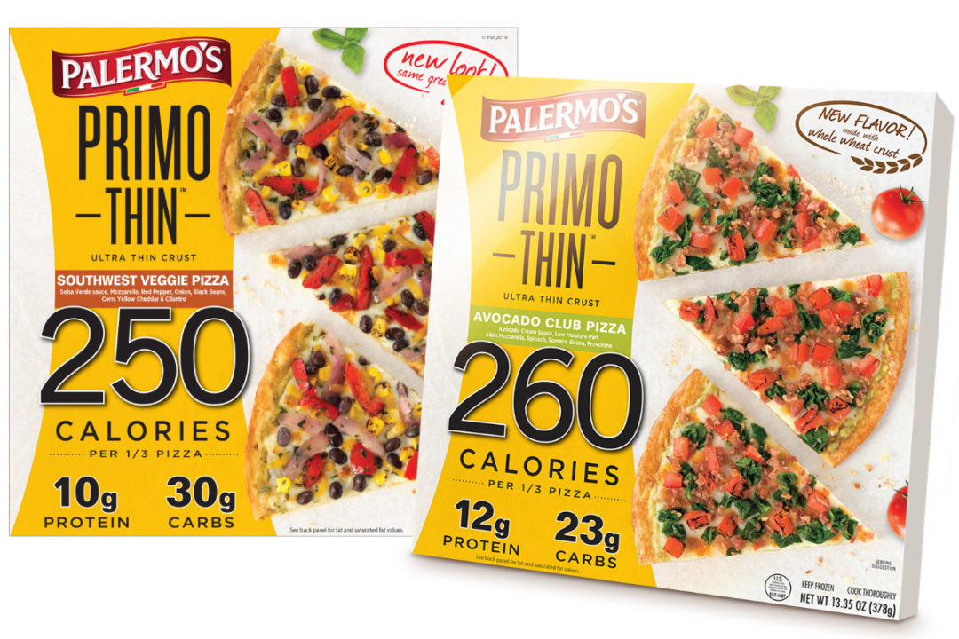 Palermo's Primo Thin Avocado club and Southwest veggie pizzas