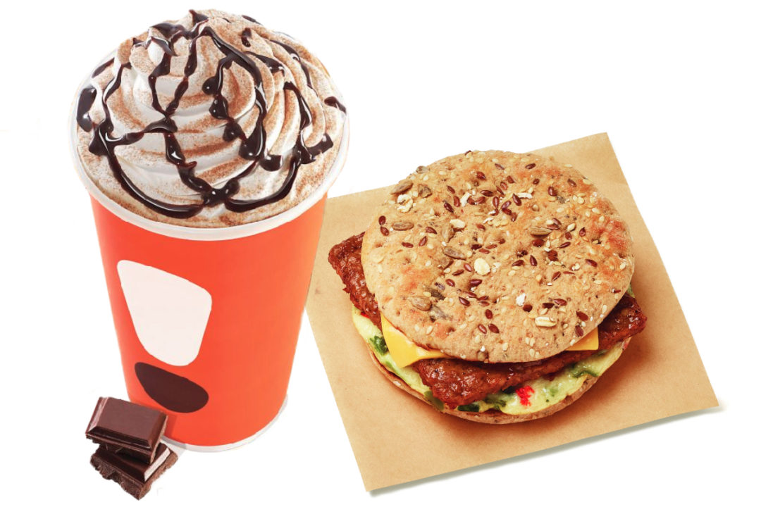 Dunkin' espresso and Power Breakfast Sandwich