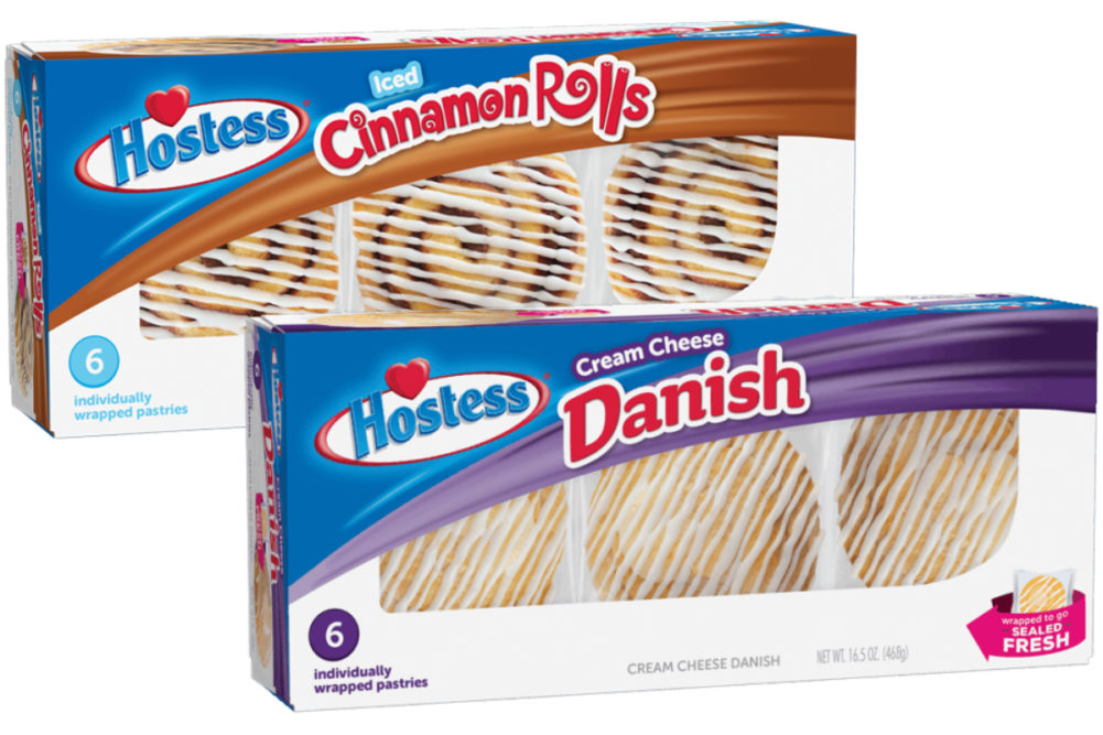 Hostess Iced Cinnamon Rolls and Cream Cheese Danish