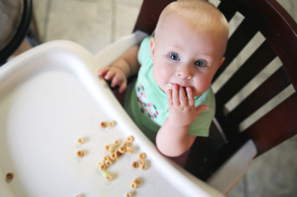 Baby eating cereal