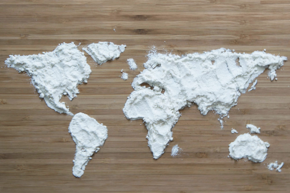 World map made with flour