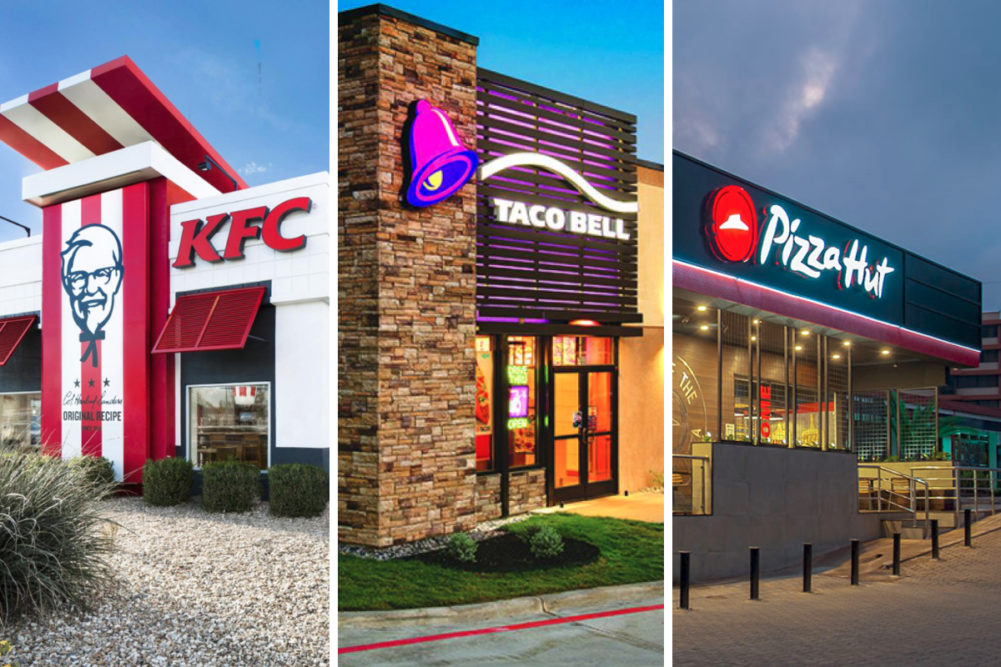 Yum! Brands restaurants: KFC, Taco Bell, Pizza Hut.