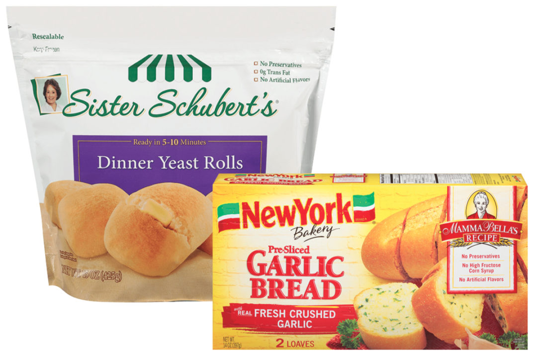 Sister Schubert's rolls and New York Bakery garlic bread