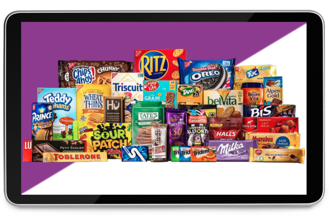 Mondelez products on tablet