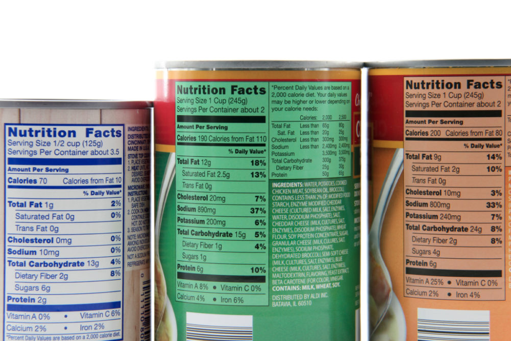 Soup can Nutrition Facts and ingredients labels