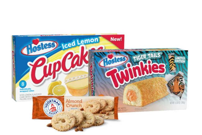 Hostess Lemon CupCakes, Tiger Tails Twinkies and Voortman Almond Cookies