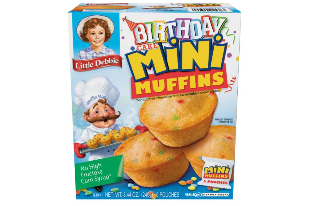 Little Debbie birthday cake mini muffin packaging