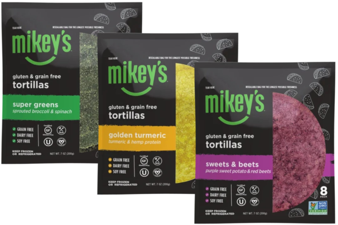 Mikeys Sweets & Beets, Golden Turmeric and Super Greens tortillas