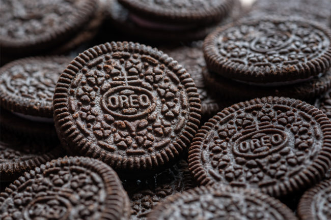 A pile of Oreo cookies. 