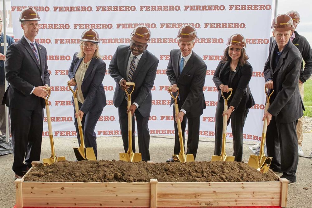 Personnel at Ferrero break ground for new site. 