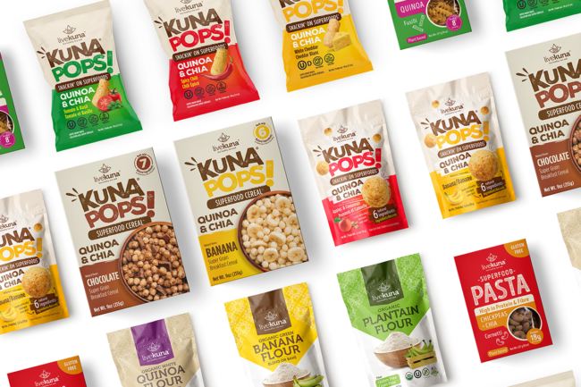 Assortment of gluten-free snacks and pantry staples from LiveKuna