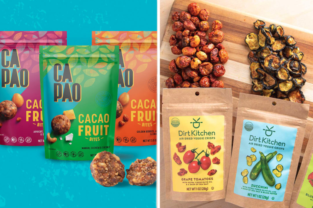 Mondelez Snackfutures upcylced brands: CaPao and Dirt Kitchen Snacks