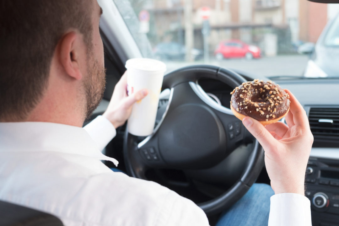 Eating a donut on the go