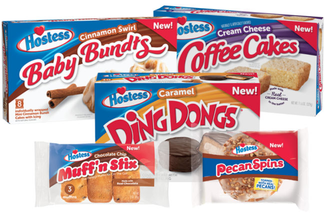 Hostess Baby Bundts, Coffee Cakes, Ding Dongs, Muff'n Stix and Pecan Spins