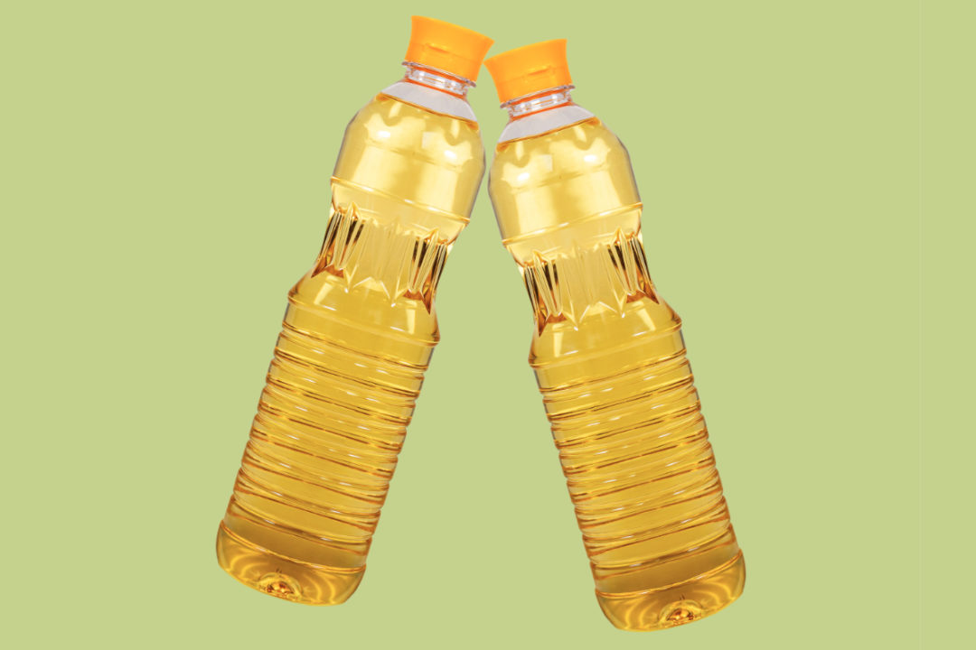 Soybean oil bottles colliding