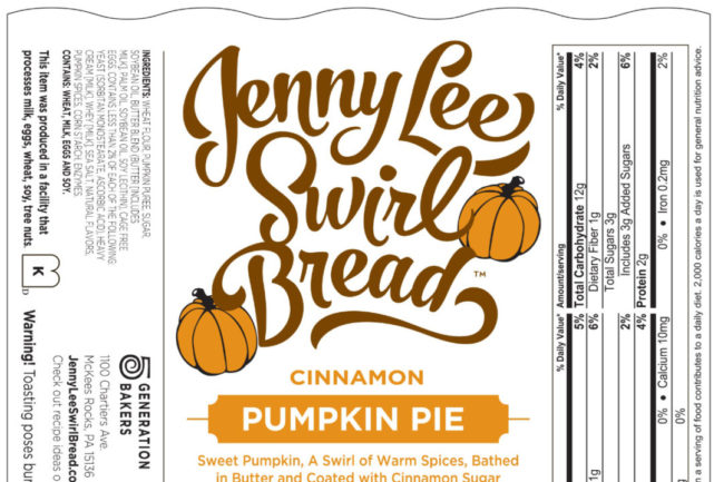 Jenny Lee Pumpkin Pie Cinnamon Swirl Bread