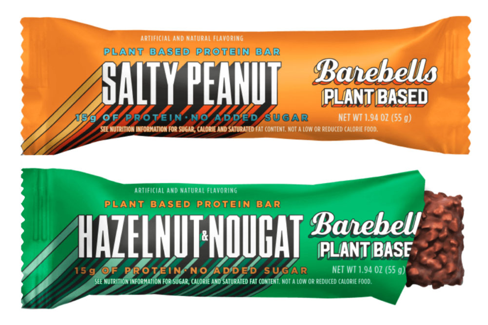 Barebells plant-based salty peanut and hazelnut nougat bars