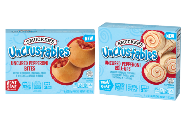 Uncrustables uncured pepperoni bites and uncured pepperoni roll-ups