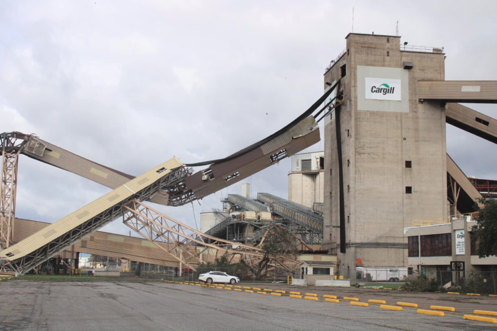 Cargill grain facility after Hurricane Ida damage