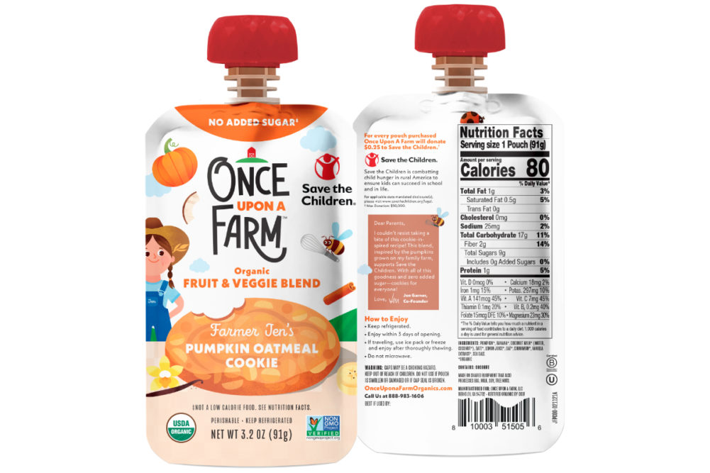 Once Upon A Farm Farmer Jen’s Pumpkin Oatmeal Cookie fruit and vegetable blend