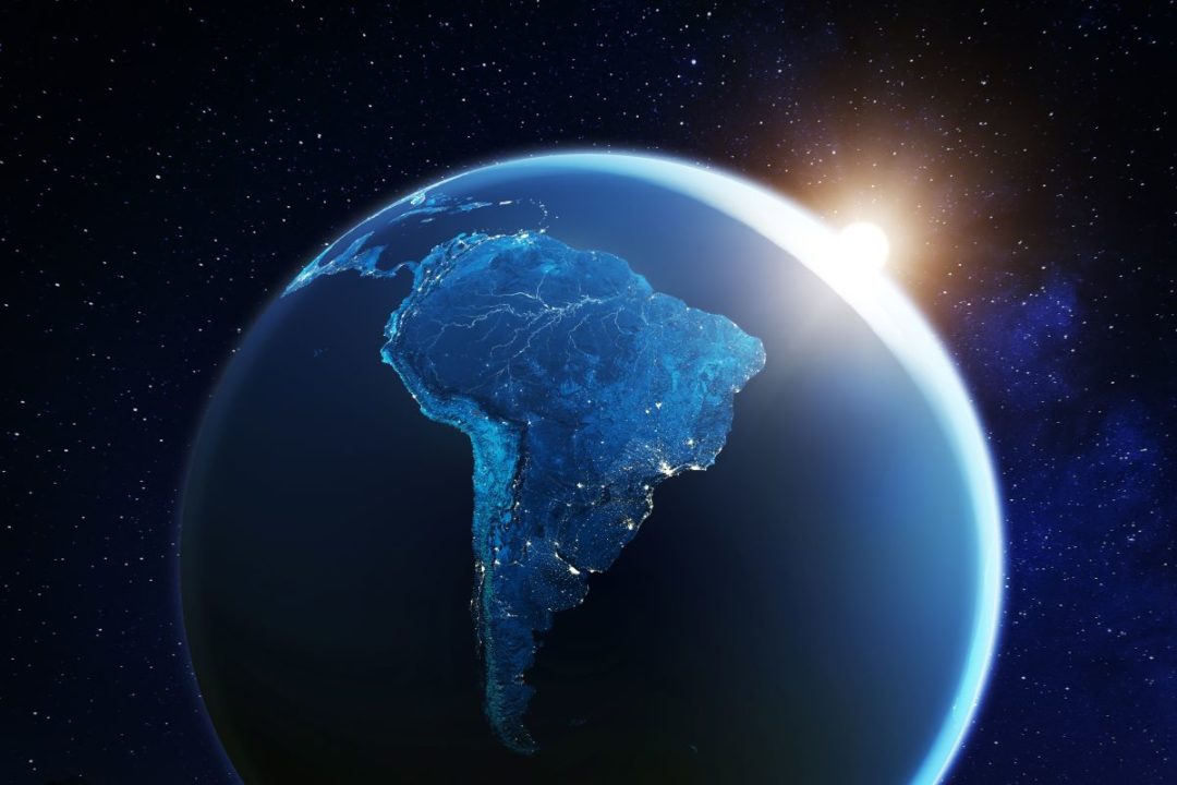 South America, globe, space