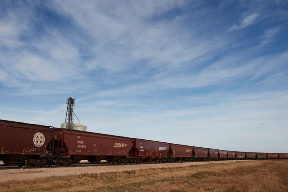 Train transporting grain