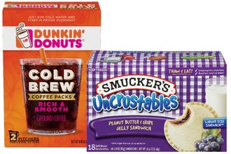 Uncrustables and Dunkin' Donuts cold brew