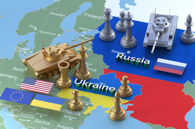 Chess graphic depicting Russia invading Ukraine 