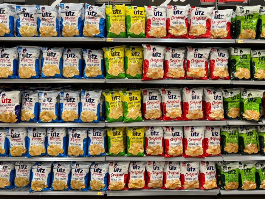 Shelf of Utz chips