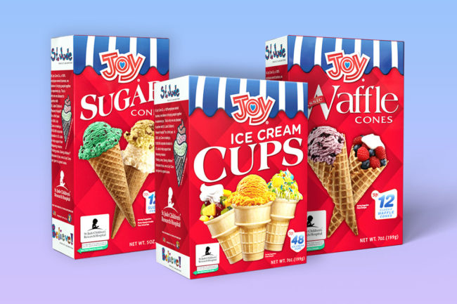 Joy brand, ice cream cones, cake cones, sugar cones, waffle cones