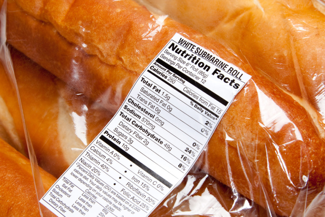 Bread nutrition label