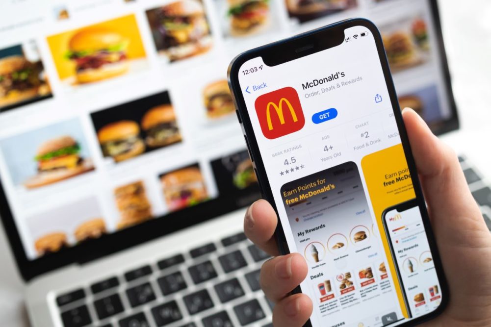 McDonald's mobile app, phone screen, computer screen