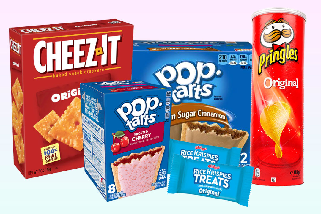 Cheez-Its, Pop-Tarts, Rice Krispies Treats and Pringles