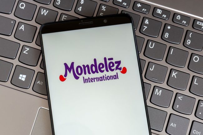 Mondelez International logo on a phone
