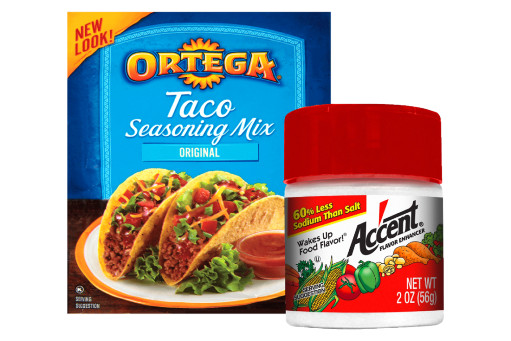 Ortega and Accent taco seasoning mixes