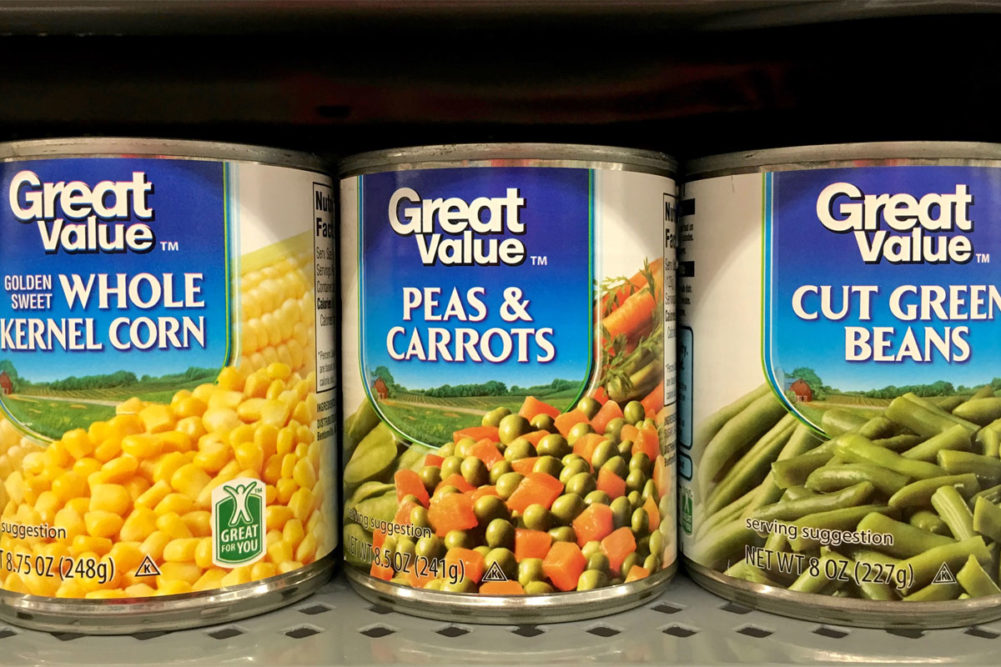 Great Value canned vegetables