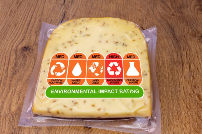 Cheese with environmental impact rating