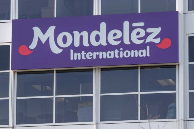 Mondelez headquarters, purple sign