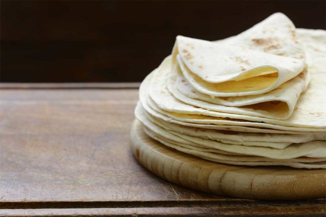 Stack of flour tortillas