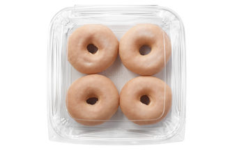 Glazed donuts in a packaged container