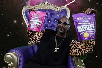 Snoop Dogg featuring Snazzle Os, a line of cannabis-infused-onion-flavored rings.