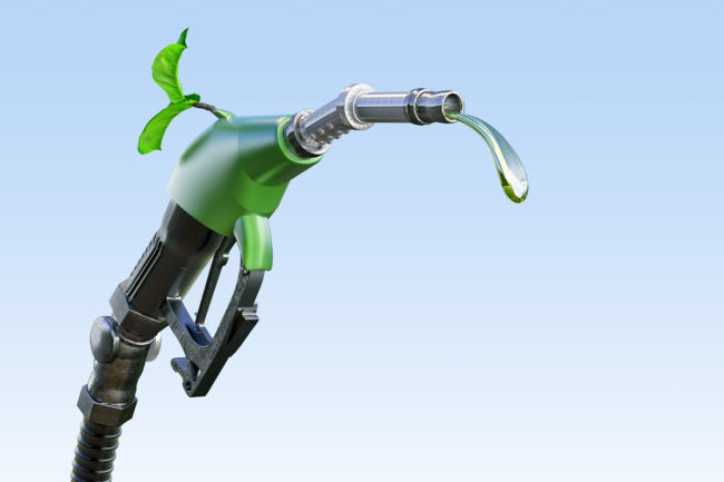 Gas pump graphic, green energy, leaf
