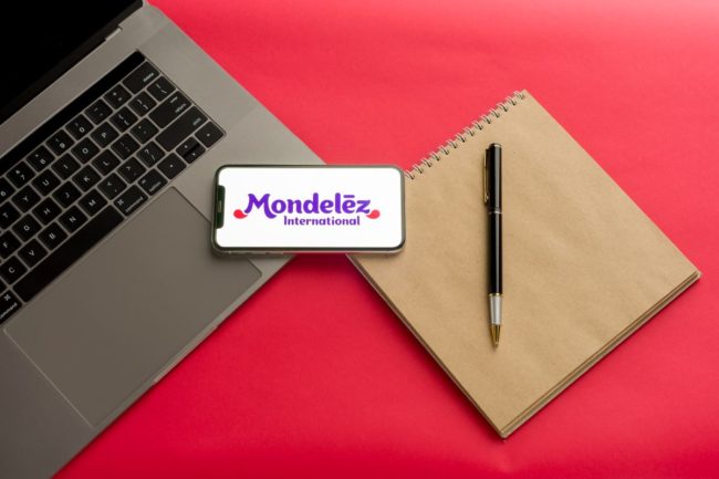 Mondelez International on a smart phone, note book, lap top