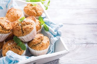 Muffins and stevia leaves