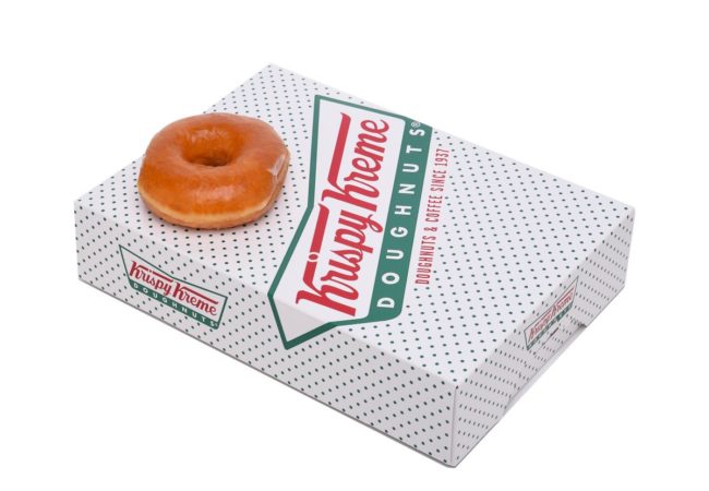 Krispy Kreme donut box and donut